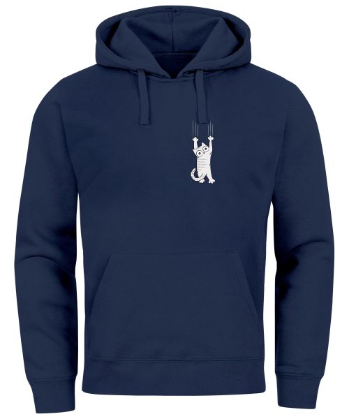 Neverless Hoodie Hoodie Herren Aufdruck Katze günstig online kaufen
