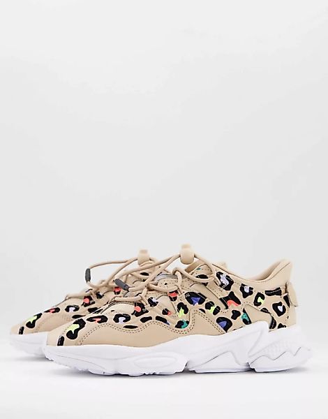 adidas Originals – Ozweego Plus – Sneaker in Beige mit buntem Leopardenprin günstig online kaufen