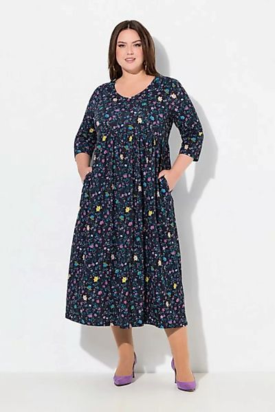 Ulla Popken Maxikleid Jerseykleid Paisleymuster A-Linie V-Ausschnitt günstig online kaufen