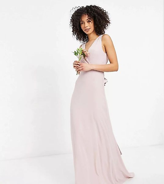 TFNC Tall – Bridesmaid – Maxikleid mit tiefem Ausschnitt vorne und Schleife günstig online kaufen