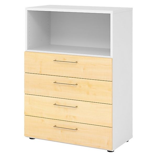 bümö Aktenschrank smart Schubladen Kombi - 4 Schübe Dekor: Weiß/Ahorn günstig online kaufen