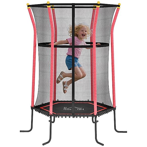 HOMCOM Kids Trampoline Stahl Kunststoff Rot Ø163,5 x H190 cm günstig online kaufen