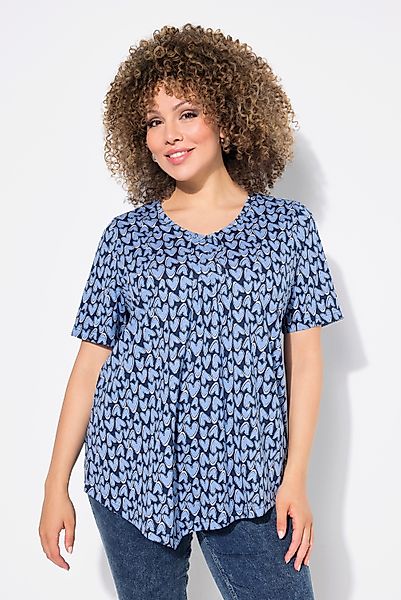 Ulla Popken T-Shirt T-Shirt Herzen Zipfelsaum günstig online kaufen