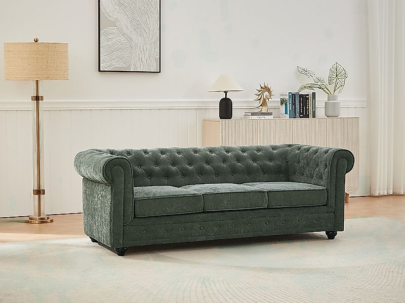 3-Sitzer-Sofa - Stoff - Grün - CHESTERFIELD günstig online kaufen
