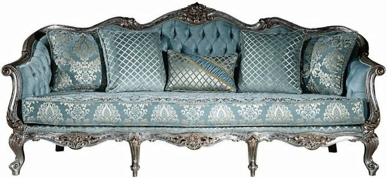 Casa Padrino Sofa Luxus Barock Sofa Hellblau / Silber / Gold 238 x 85 x H. günstig online kaufen