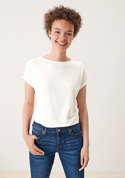 QS Kurzarmshirt T-Shirt Loose-Fit-Shirt im Lyocellmix günstig online kaufen