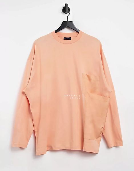 ASOS – Unrvlld Spply – Langärmliges Shirt in Rosa mit Cargotaschendetail günstig online kaufen