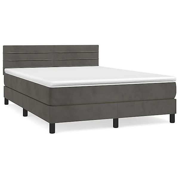 vidaXL Boxspringbett mit Matratze Dunkelgrau 140x200 cm Samt1389975 günstig online kaufen