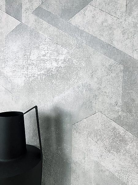 Newroom Vliestapete Dexton Silver Tapete Betonoptik Glänzend,Beton,Putz, Gr günstig online kaufen