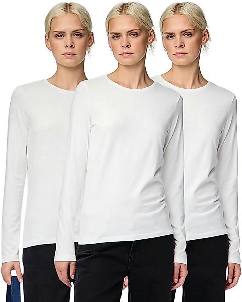 pieces Langarmshirt Basic Rundhalsshirts im 3er Pack günstig online kaufen