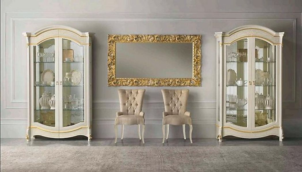 JVmoebel Vitrine Klassische Wohnzimmer Möbel Weiß Gold Holz Schaufenster Sc günstig online kaufen