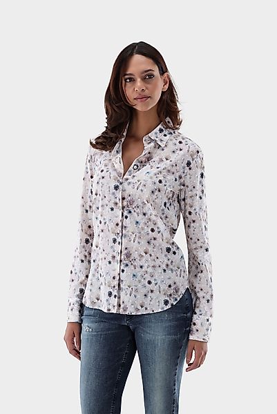 Hemdbluse tailliert mit Blumen Druck günstig online kaufen
