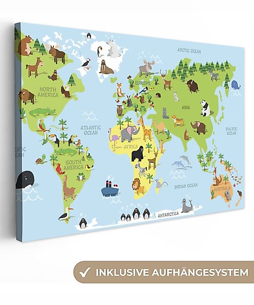 OneMillionCanvasses® Leinwandbild Weltkarte - Kinder - günstig online kaufen