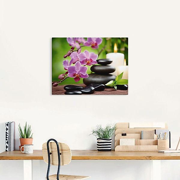 Artland Wandbild "Zen Basaltsteine und Bambus auf Holz", Zen, (1 St.), als günstig online kaufen