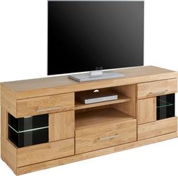 Home affaire Lowboard "Ribe,140cm breit, Fronten Massivholz,6 Fächer,Kabeld günstig online kaufen