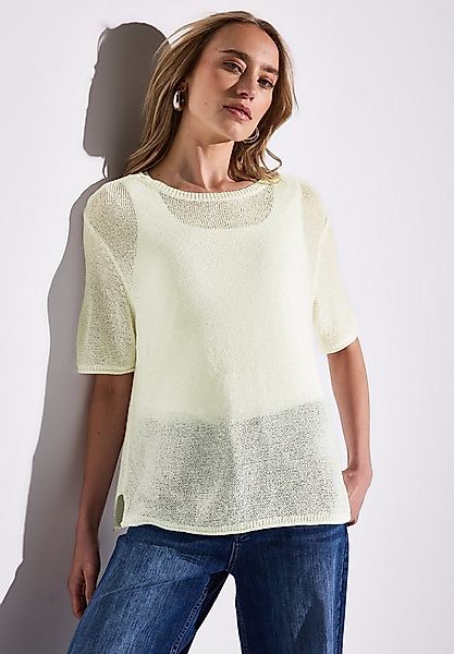 STREET ONE Strickpullover mit seitlichen Schlitzen, halbarm günstig online kaufen
