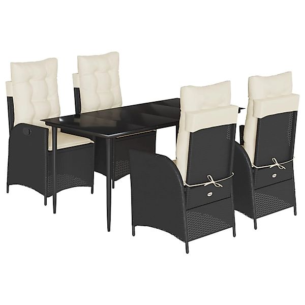 vidaXL 5-Tlg Garten-Essgruppe mit Kissen Schwarz Poly Rattan 3213158 günstig online kaufen
