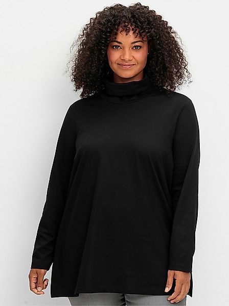Sheego T-Shirt Rollkragenshirt . in leichter A-Linie günstig online kaufen