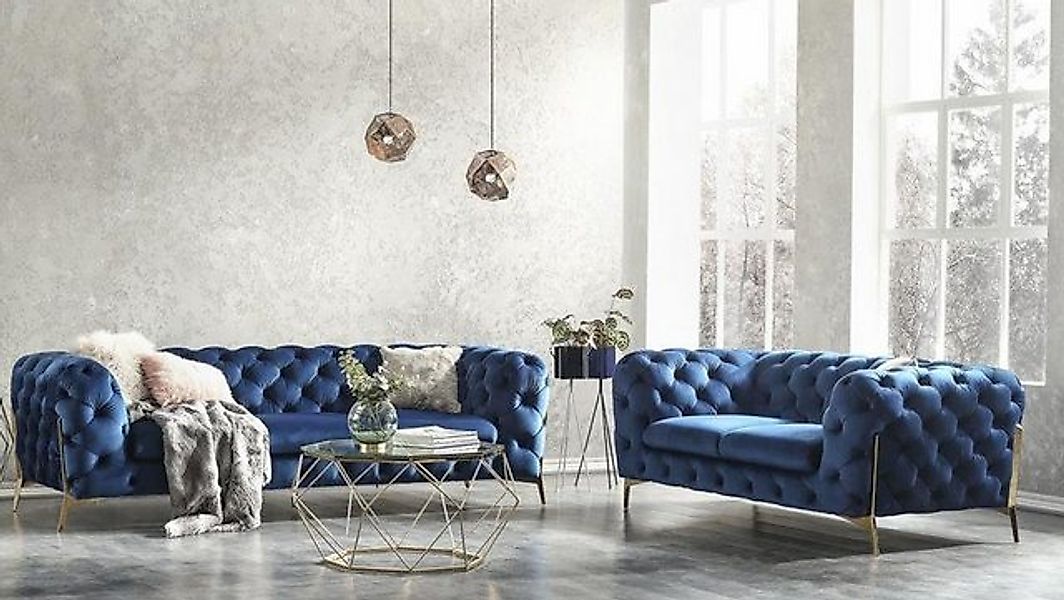 JVmoebel Sofa Chesterfield Edle Designer Couch Polster Stoff Textil Samt So günstig online kaufen