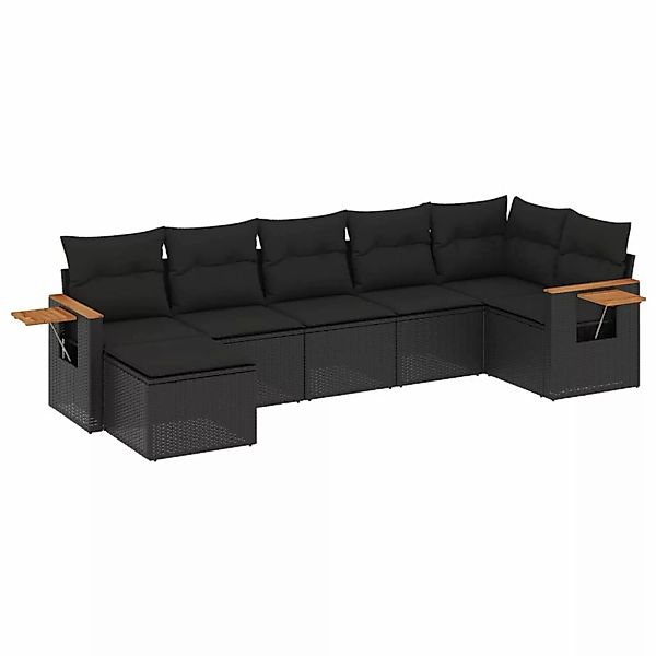 vidaXL 7-tlg Garten-Sofagarnitur mit Kissen Schwarz Poly Rattan Modell 228 günstig online kaufen