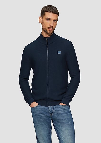 s.Oliver Strickjacke Strukturierte Strickjacke mit Logo-Patch günstig online kaufen