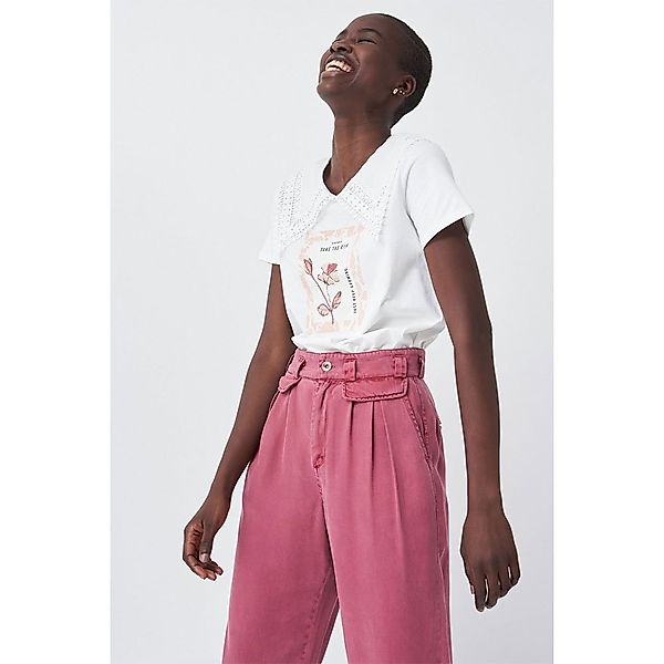 Salsa Jeans 126089-007 / Floral Graphic Kurzarm T-shirt XS Beige günstig online kaufen