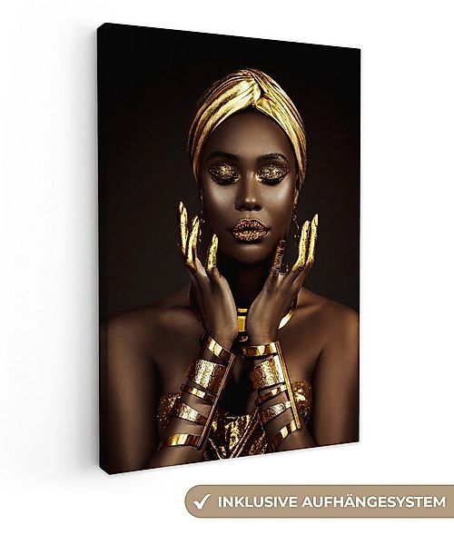 OneMillionCanvasses® Leinwandbild Frau - Abstrakt - Gold - Porträt, Fotodru günstig online kaufen