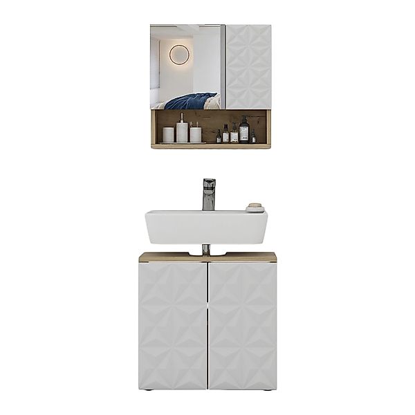 Vicco Badmöbel-Set Edge, Weiß/Eiche, 2 Teile, (2-St., 2er Set) günstig online kaufen