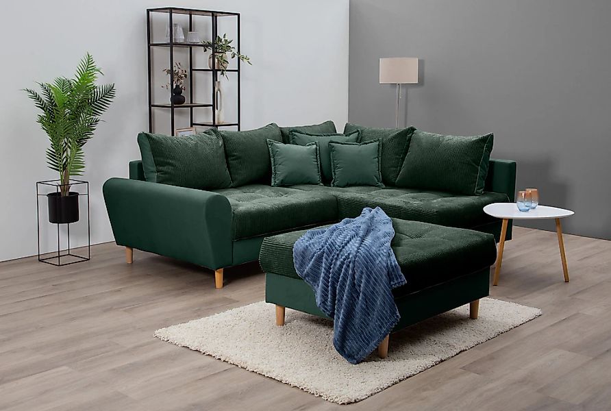 Home affaire Ecksofa "Rice L-Form inkl. Hocker", (Set, mit Hocker), mit Bon günstig online kaufen