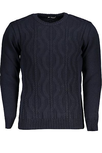 U.S. GRAND POLO Strickpullover Eleganter Herrenpullover in Blau mit Zopfmus günstig online kaufen