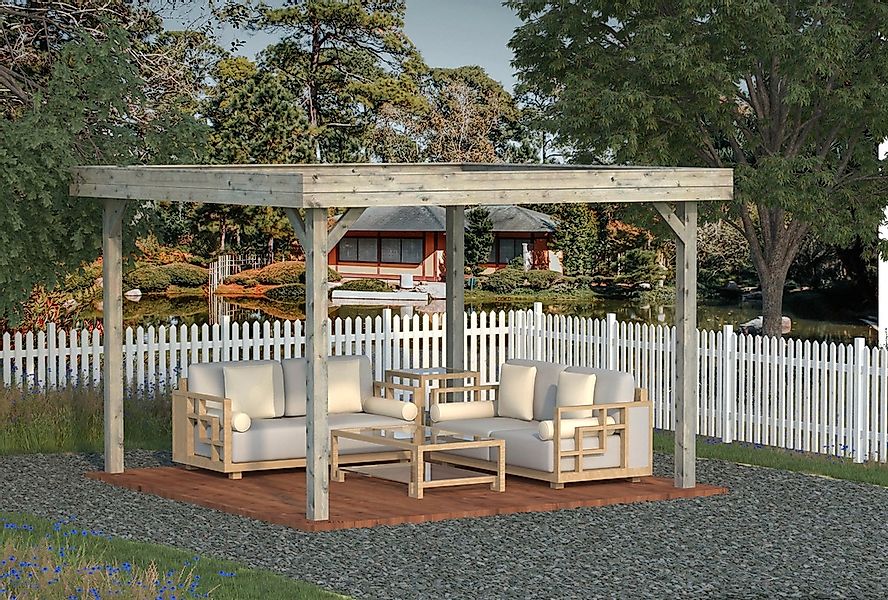 Palmako Holzpavillon "Lucy", BxT: 389x389 cm, grau günstig online kaufen