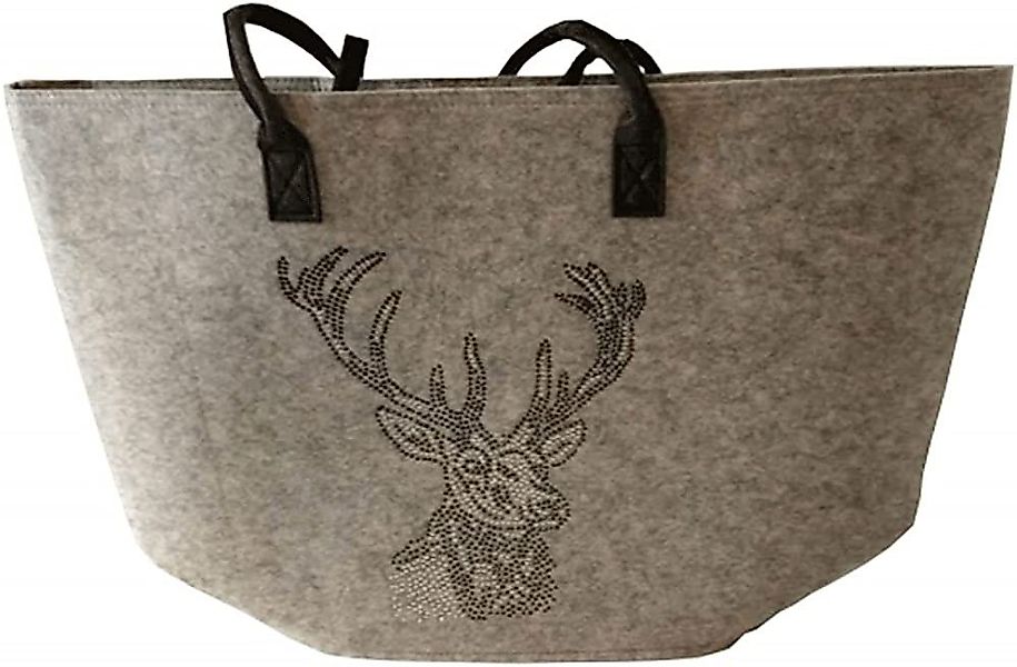 Steinnacher Bärbel Einkaufsshopper Filztasche Renate XL Hellgrau Hirschkopf günstig online kaufen