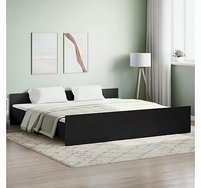 furnicato Bett Bettgestell mit Kopf- und Fußteil Schwarz 200x200 cm günstig online kaufen