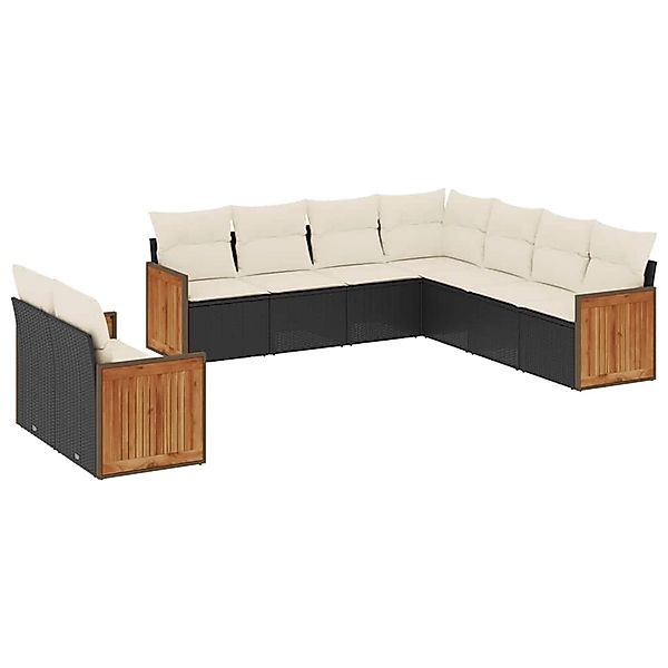 vidaXL 9-Tlg Garten-Sofagarnitur mit Kissen Schwarz Poly Rattan 3260180 günstig online kaufen