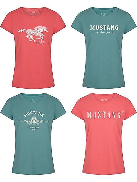 MUSTANG T-Shirt Damen Logo Printshirt Alexia C Logo Slim Fit (4-tlg) Basic günstig online kaufen