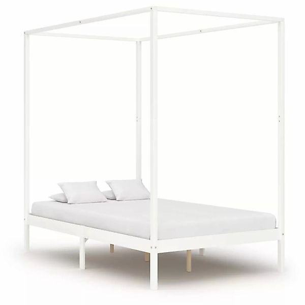 Himmelbett-gestell 2 Schubladen Weiß Kiefernholz 140x200cm günstig online kaufen