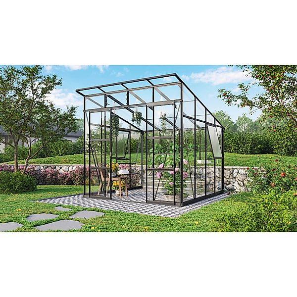 Vitavia Gewächshaus Playa 7600 Schwarz 7,6 m² inkl. Fundament günstig online kaufen