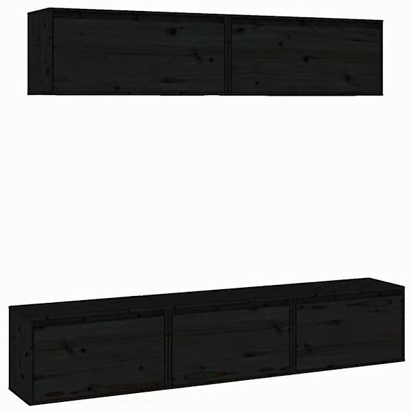 vidaXL TV-Schrank TV-Schränke 5 Stk. Schwarz Massivholz Kiefer (5-St) günstig online kaufen