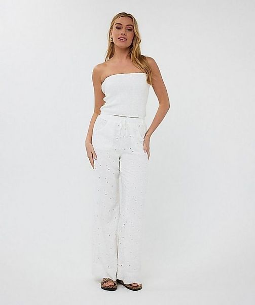 Esqualo Stoffhose Esqualo Lochstickerei-Hose mit Blumenmuster Weiß 36 günstig online kaufen