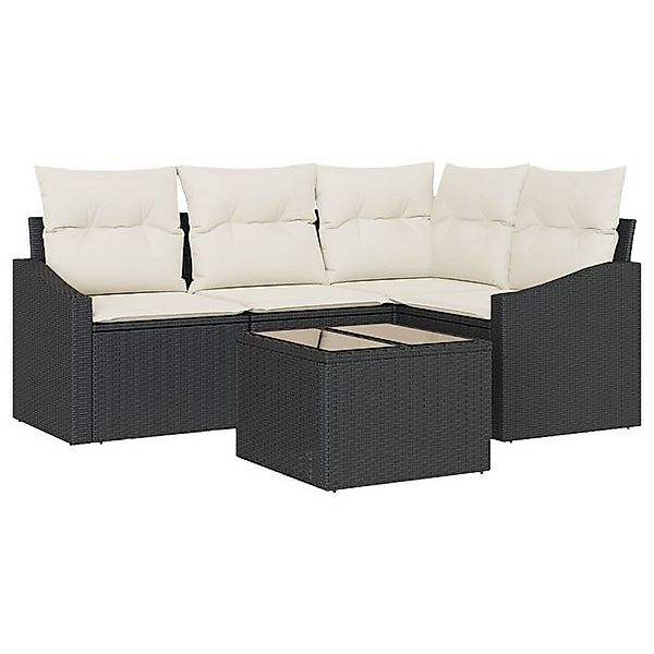vidaXL Loungesofa 4-tlg. Garten-Sofagarnitur mit Kissen Braun Poly Rattan, günstig online kaufen
