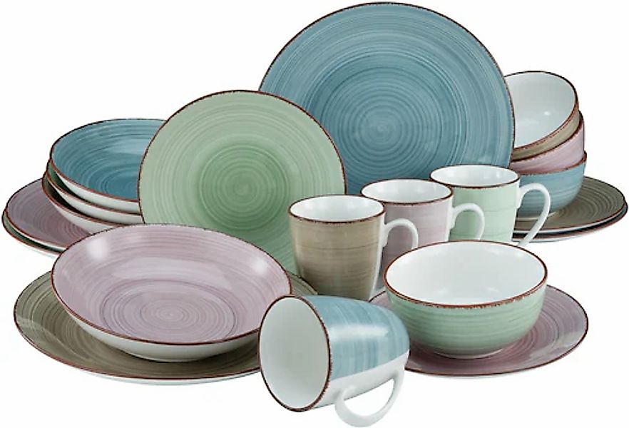 CreaTable Kombiservice »Geschirr-Set Samba« Service, handgemalter Spiraldek günstig online kaufen