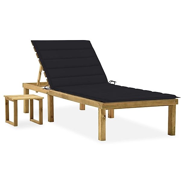 VidaXL Garten-Sonnenliege mit Tisch und Auflage Kiefer Imprägniert Schwarz günstig online kaufen
