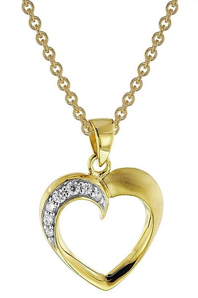 trendor Kette mit Anhänger Herz mit Zirkonia Gold 585 Anhänger mit goldplat günstig online kaufen
