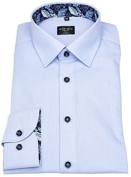 MARVELIS Businesshemd Body Fit stark tailliert Kentkragen Kontrastknöpfe günstig online kaufen