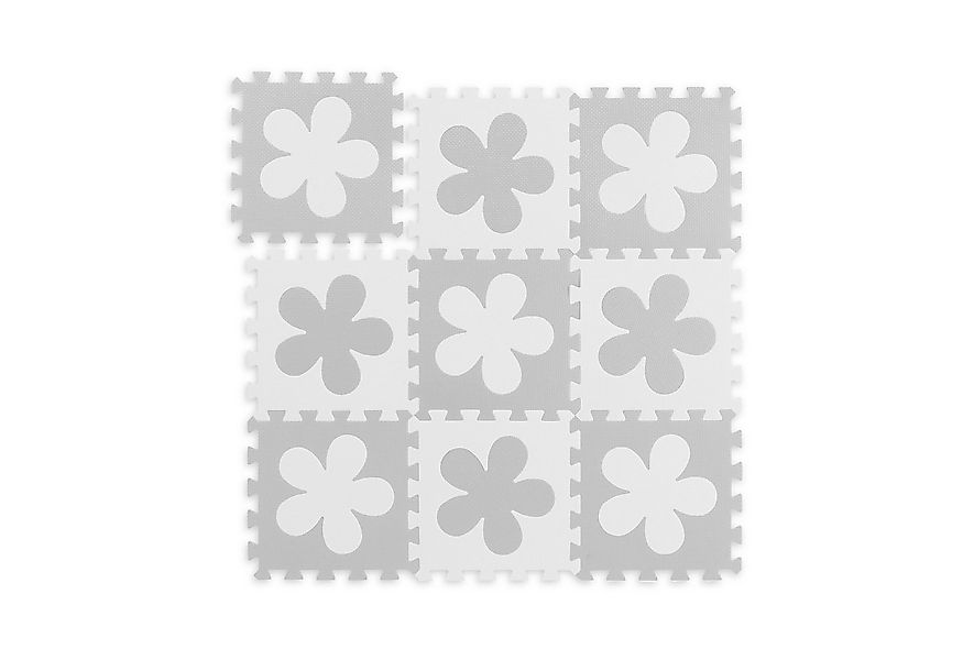 relaxdays Puzzlematte Blumenmust, Weiss-grau günstig online kaufen