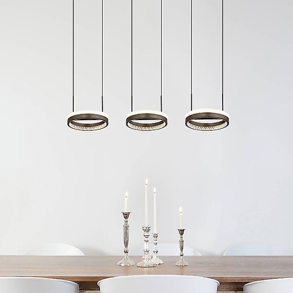 LED-Hängelampe Della, Länge 82 cm, dunkelgrau, Metall, 3-flg günstig online kaufen