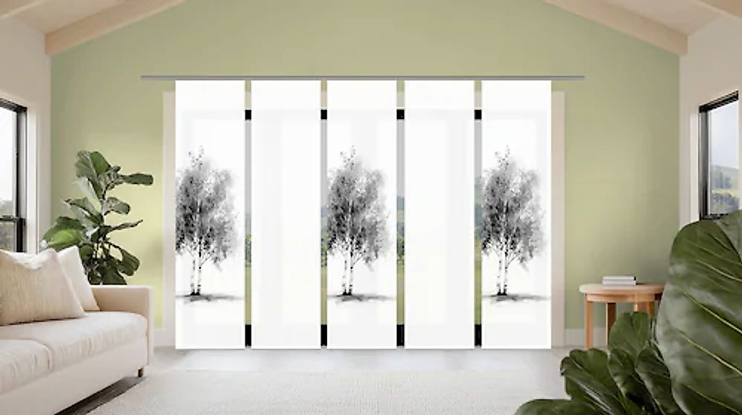HOME WOHNIDEEN Schiebegardine »TREE« Paneelwagen 5 Stk. tlg. Schiebewand Se günstig online kaufen