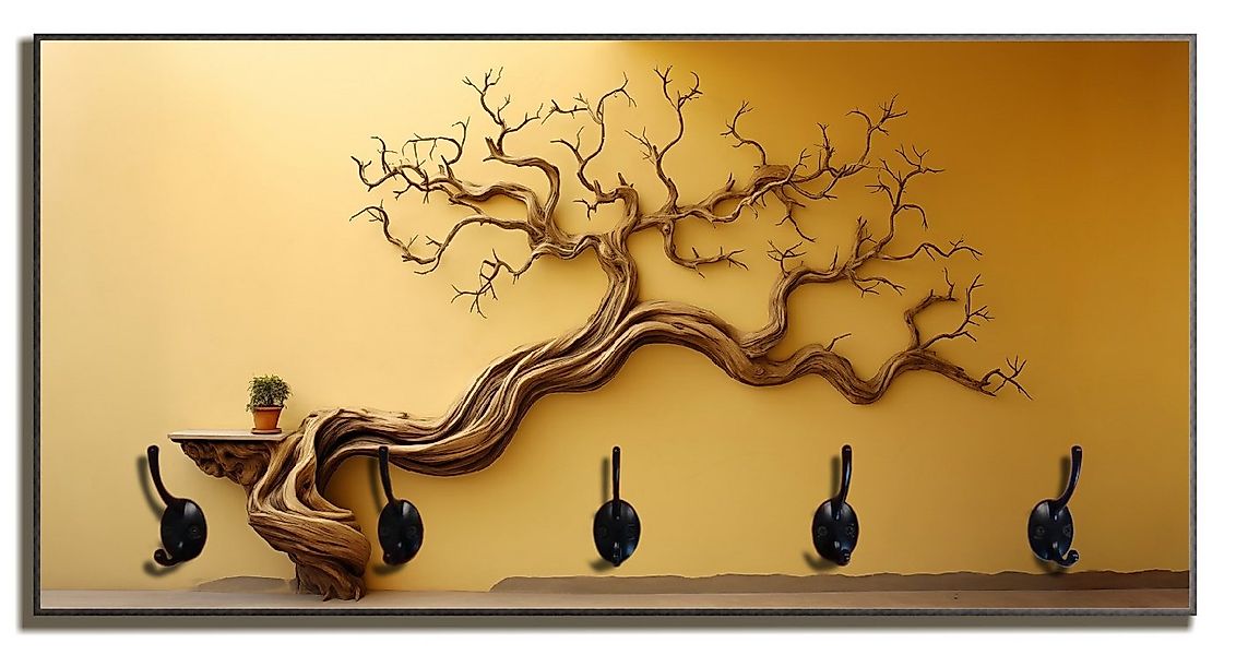 Wallario Garderobenpaneel Lebensbaum Skulptur (1-teilig, inkl. Haken und Be günstig online kaufen