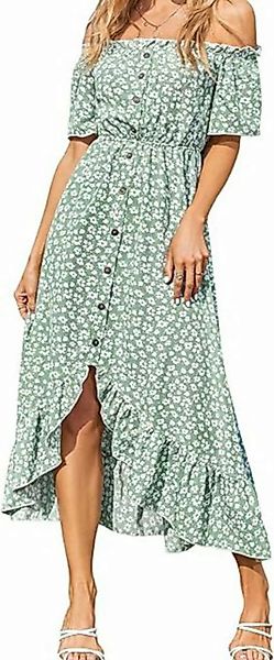 FIDDY Blusenkleid Kleid für Damen Maxikleider Schulterfrei Blumendruck A-Li günstig online kaufen