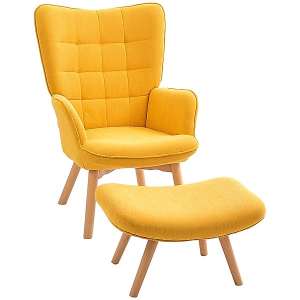 HOMCOM Sessel mit Hocker Skandinavisch, Belastbarkeit 150 kg, moderner Sess günstig online kaufen